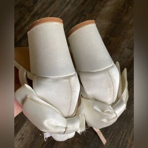 White satin heels size 6 with bow!